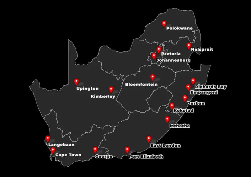 South Africa coverage map